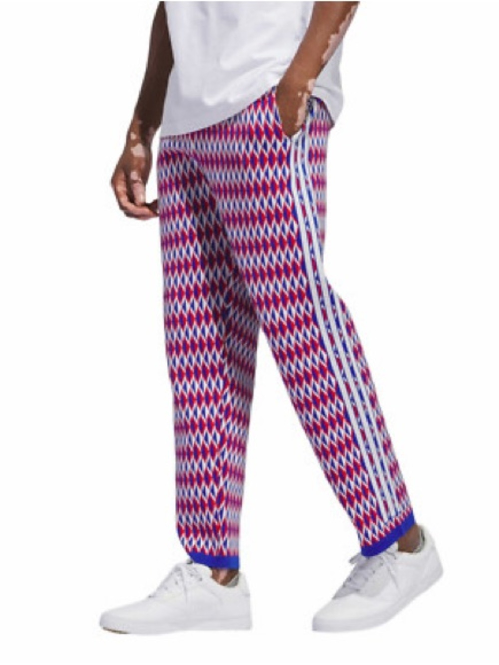 adidas Men's Red and Blue Geometric Track Pants